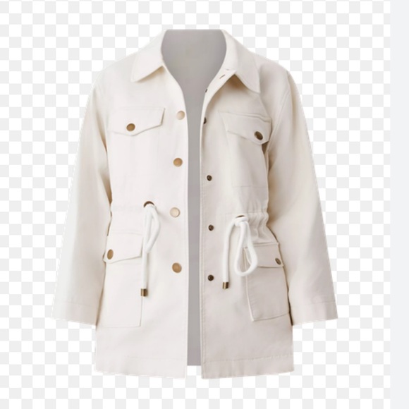 Ann Taylor weekend Utility Jacket Drawstring Waist Ivory S - Picture 6 of 9